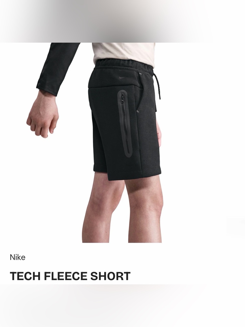 Nike Black Tech Fleece Kids Shorts with Zip Pocket - Small